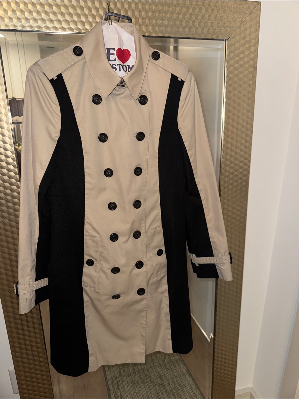 Burberry Two-Tone Double-Breasted Trench Coat - Beige & Black